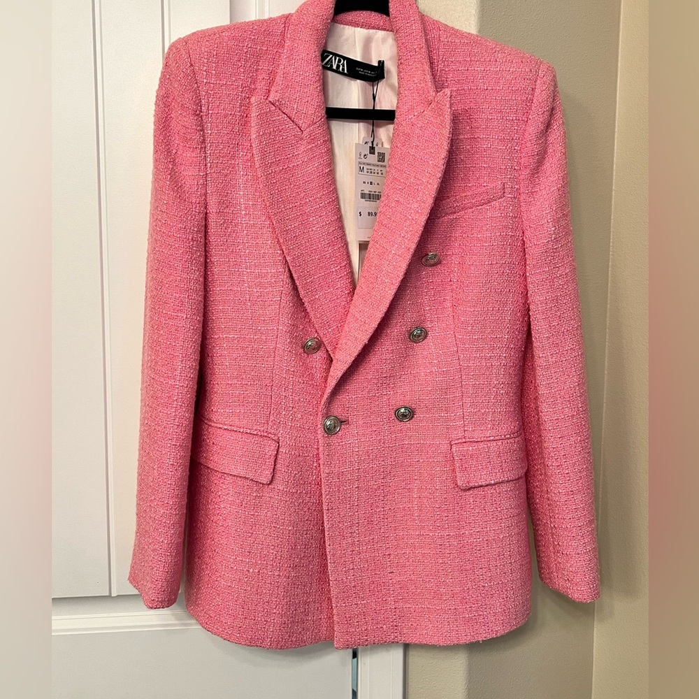Pink Zara Blazer with gold accent buttons